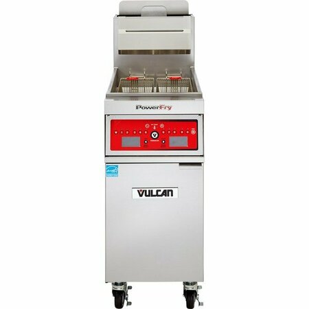 VULCAN 1TR45C-1 PowerFry3 Natural Gas 45-50 lb. Floor Fryer with Computer Controls - 70000 BTU 9011TR45CN